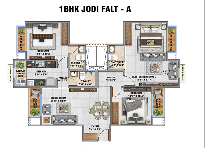 Neelam Dreams Mulund Floor Plan - 1 BHK